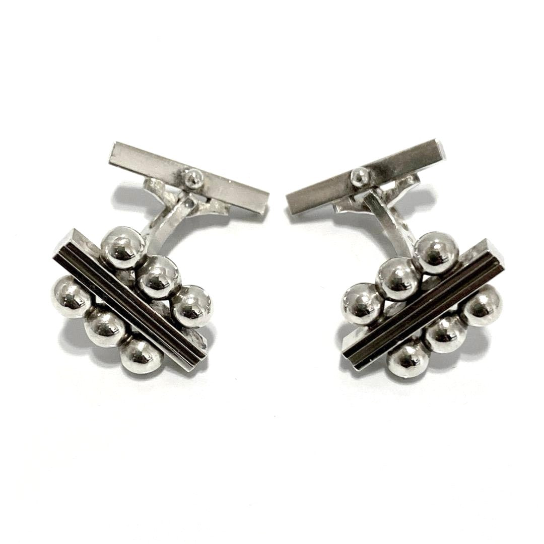 Georg Jensen Cufflinks Sterling Silver 925 Ball Design Denmark Vintage Mens