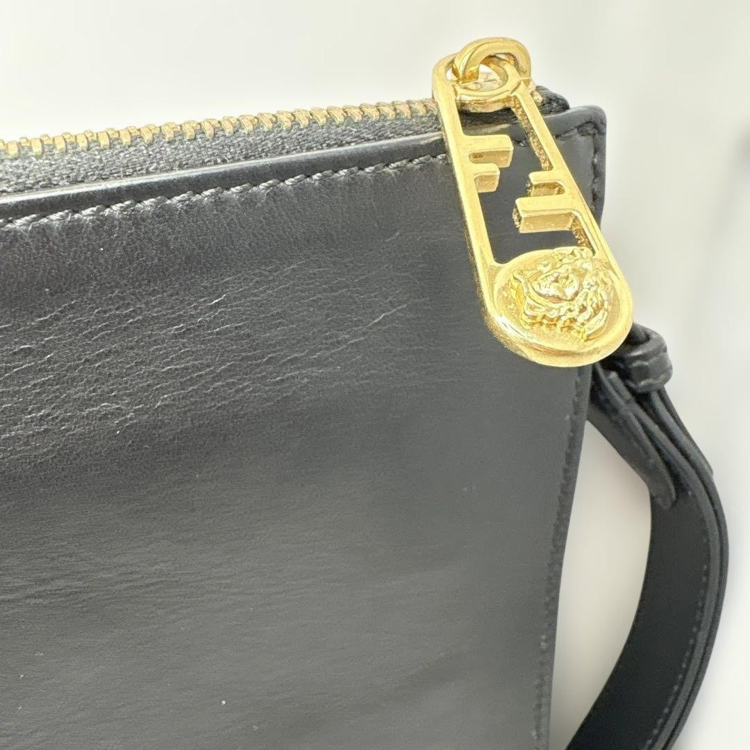 FENDI x Versace FENDACE Leather Black Clutch Bag Gold Heardware