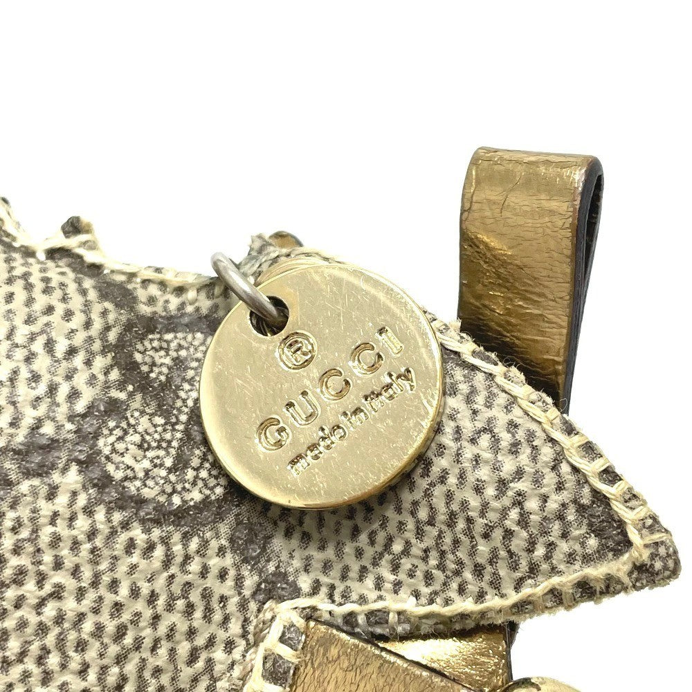Gucci Auth Guccioli German Shepherd Dog GG Supreme Canvas Key Charm Beige Used