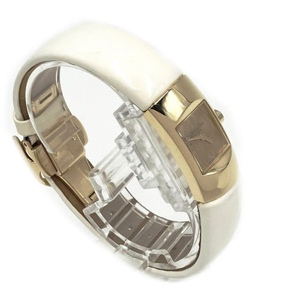 Vintage Christian Dior D102-150 Quartz Wristwatch Gold Plated White Leather Band