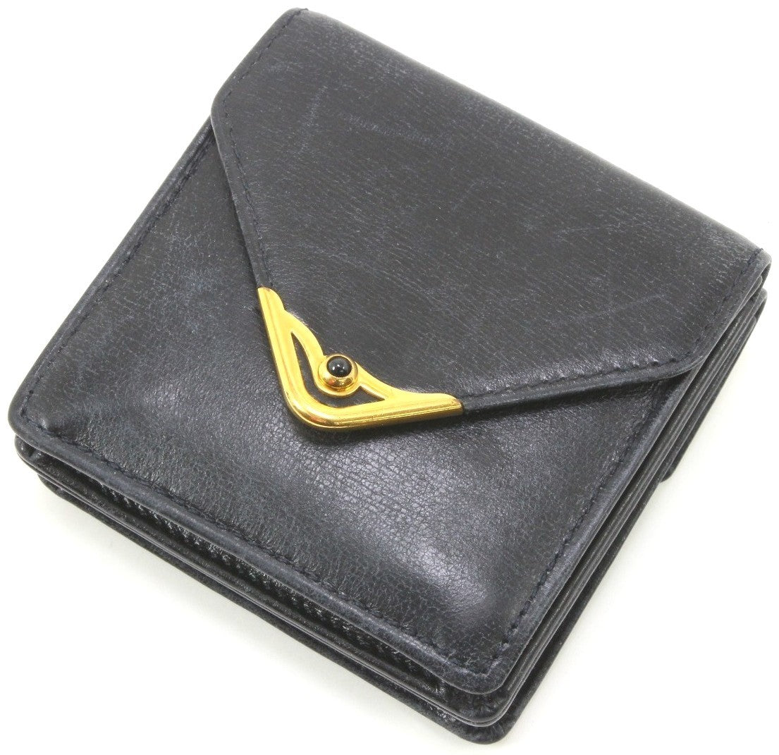 Cartier Sapphire Line Coin Case Purse Wallet Navy Leather Gold HW Authentic Used