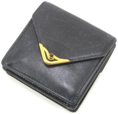 Cartier Sapphire Line Coin Case Purse Wallet Navy Leather Gold HW Authentic Used