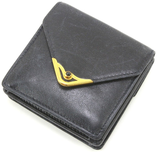 Cartier Sapphire Line Coin Case Purse Wallet Navy Leather Gold HW Authentic Used