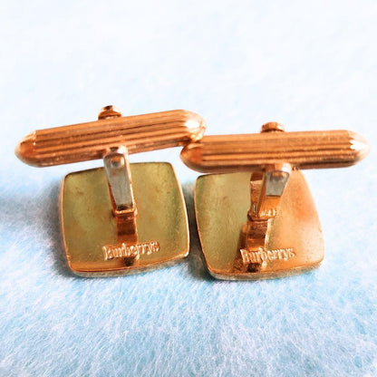 Burberrys Burberry Vintage Horseman Logo Gold Square Cufflinks Used Authentic