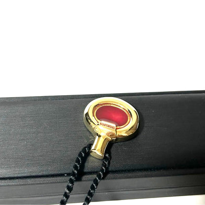 HERMES Paris Perfume Bottle Pendant Necklace Gold Bordeaux 27.6in Auth France
