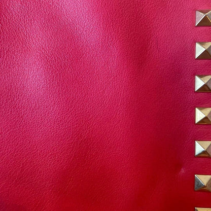 Valentino Garavani Auth Hot Pink Leather Studded Clutch Bag 30x19.5 cm
