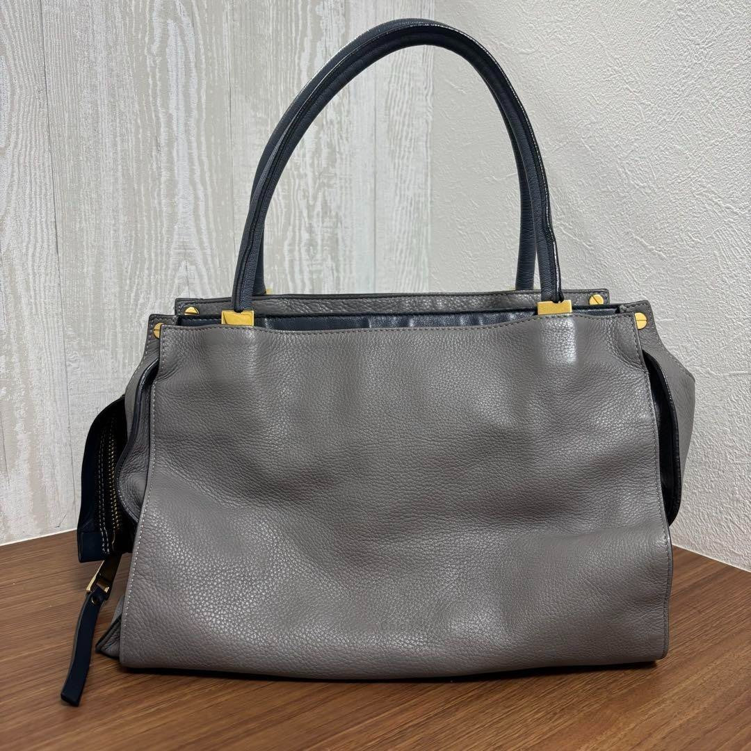 Authentic Chloe Dolly Tote Bag Leather Handbag Gray Japan Used
