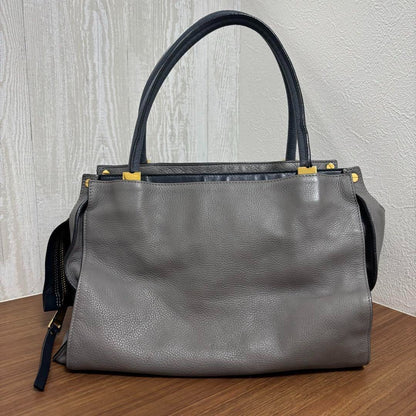 Authentic Chloe Dolly Tote Bag Leather Handbag Gray Japan Used