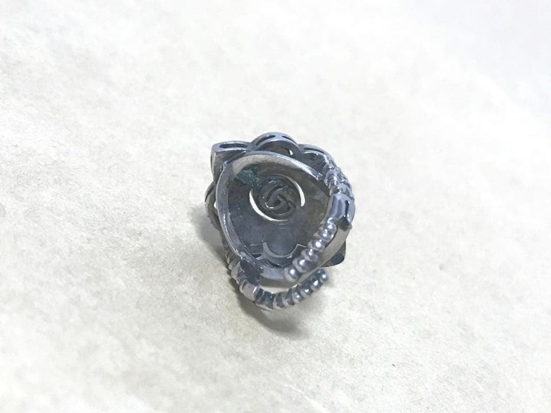 Extremely Rare Gucci Alessandro Michele Crystals Flower Ring Silver Tone Metal