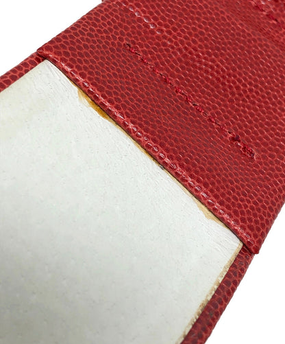 LOEWE Embossed Leather Belt Red Gold Buckle Wide Waist Spain Vintage