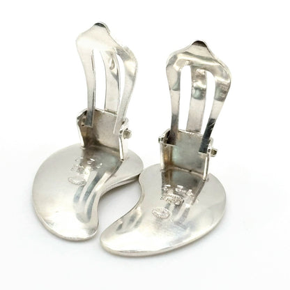 Georg Jensen # 123 Sterling Silver 925 Drop Clip On Earrings Denmark 20.7x12.2mm
