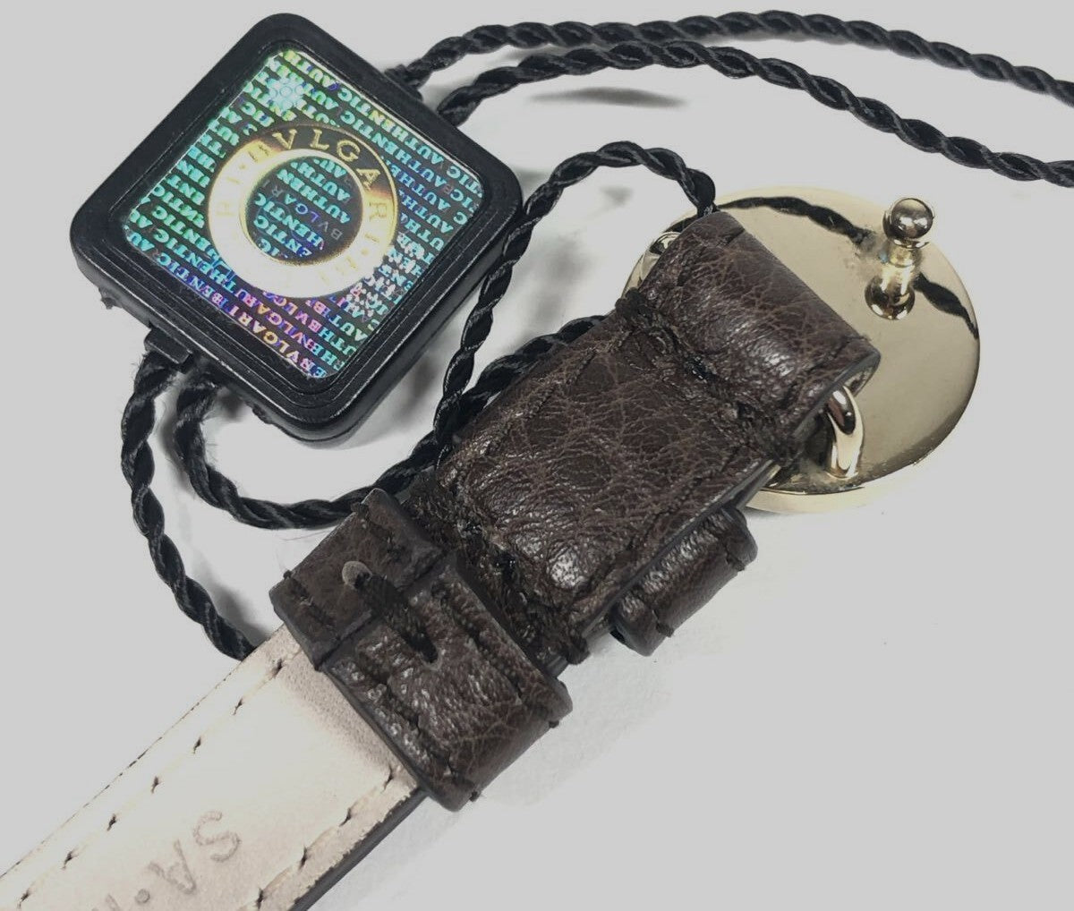 BVLGARI Monete Coin Leather Bracelet Brown Gold HW Ancient Coin Authentic Italy