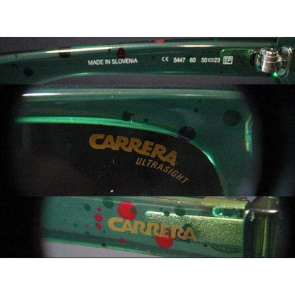 Carrera 5447 Ultrasight Vintage Sunglasses Clear Green Frame Paint Splatter Used