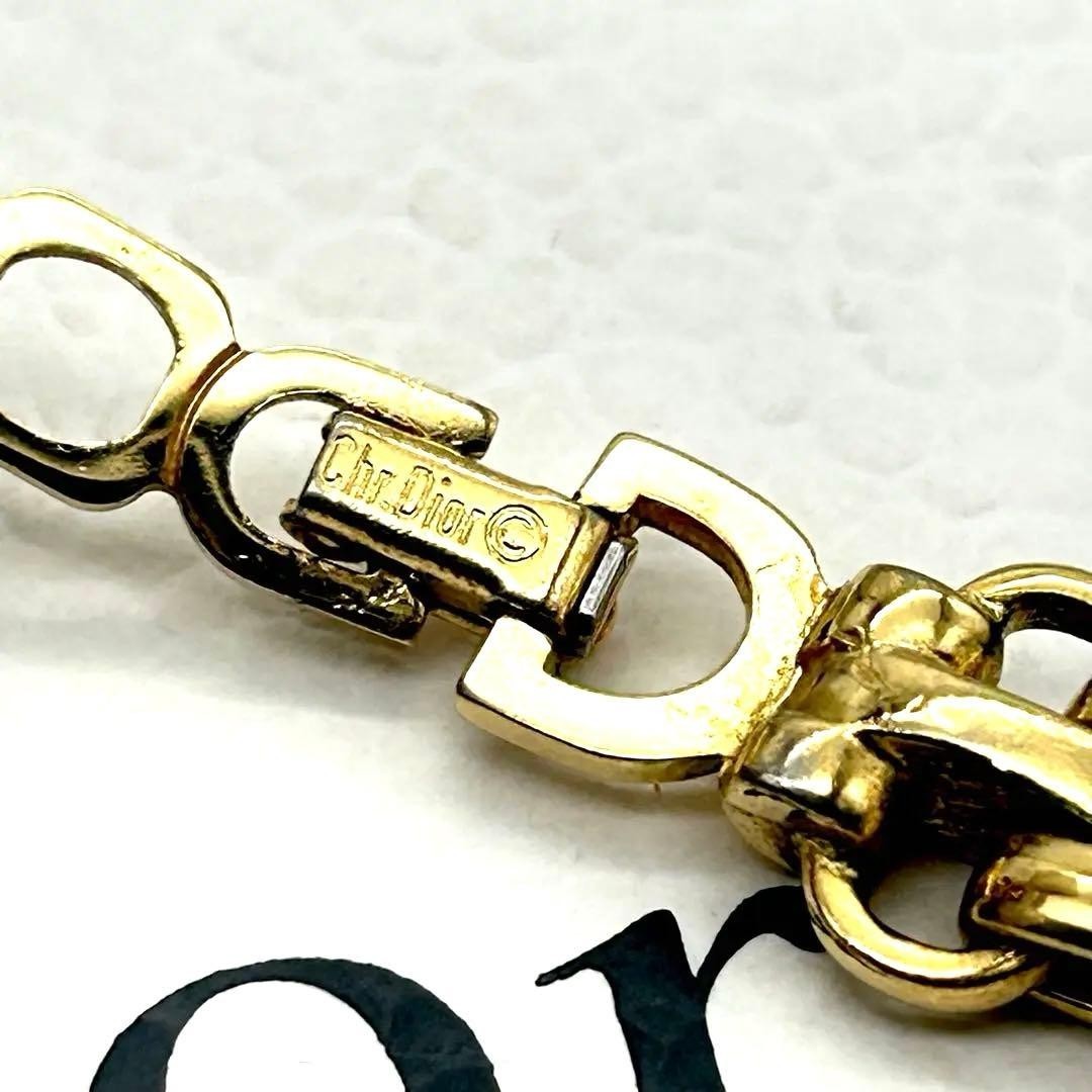 CHRISTIAN DIOR Gold Plated Chain Link Necklace Choker Vintage Used Excellent