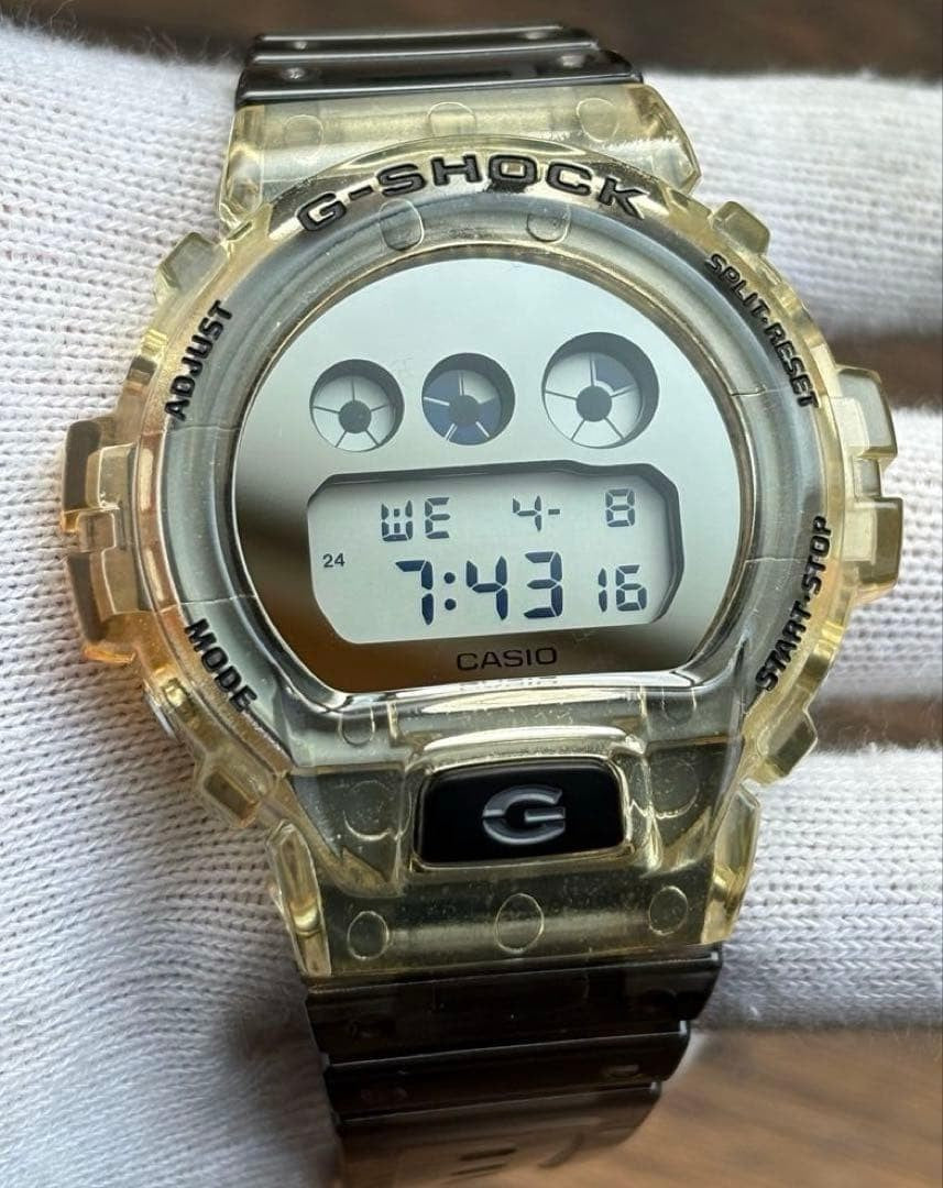 CASIO G-SHOCK DW-6900SK Skeleton Clear Yellow Smoke Resin Digital Watch 49mm