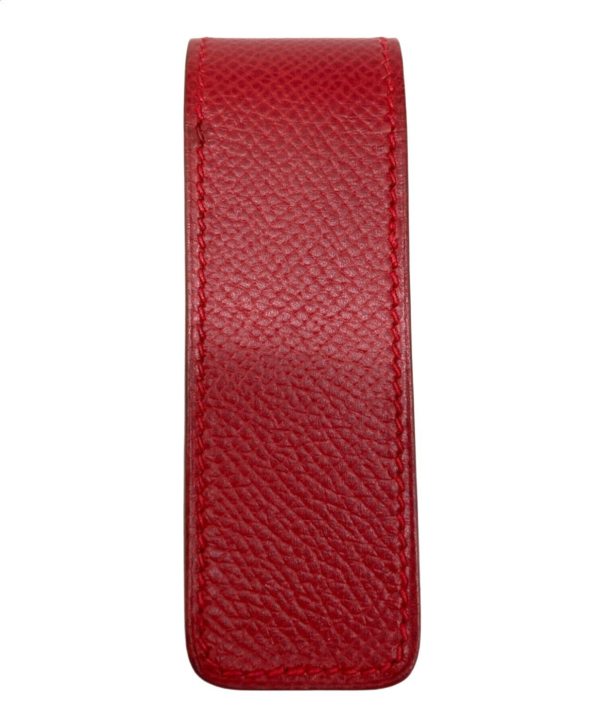 HERMES Serie Button Leather Case Pen Lighter Holder Red Calfskin Gold HW France