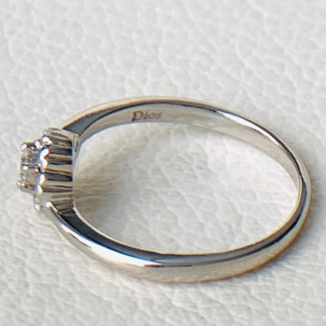 Excellent Christian Dior Platinum Pt900 5P Diamond Flower Ring Size 52 US 6