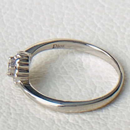 Excellent Christian Dior Platinum Pt900 5P Diamond Flower Ring Size 52 US 6