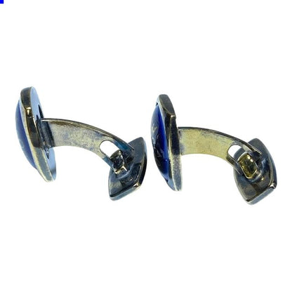 GEORG JENSEN Royal Copenhagen Cufflinks Silver 925 Navy Blue Gold Crest Denmark