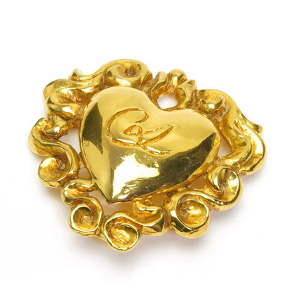 Christian Lacroix Authentic Vintage Heart Brooch Gold 5.8x5.5 cm 2.3x2.2" Used