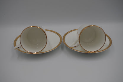 Tiffany & Co Gold Band Demitasse Cups Saucers Pair Made in Japan White Gold Set