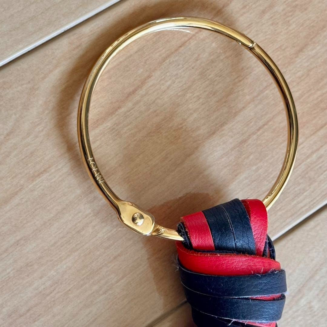 Rare Loewe Red Blue Black Leather Tassel Charm Bag Charm Key Ring Used Japan