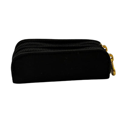 FENDI Pecan Double Zipper Lip Case Pouch Black Nylon Gold FF Logo Zip Pull