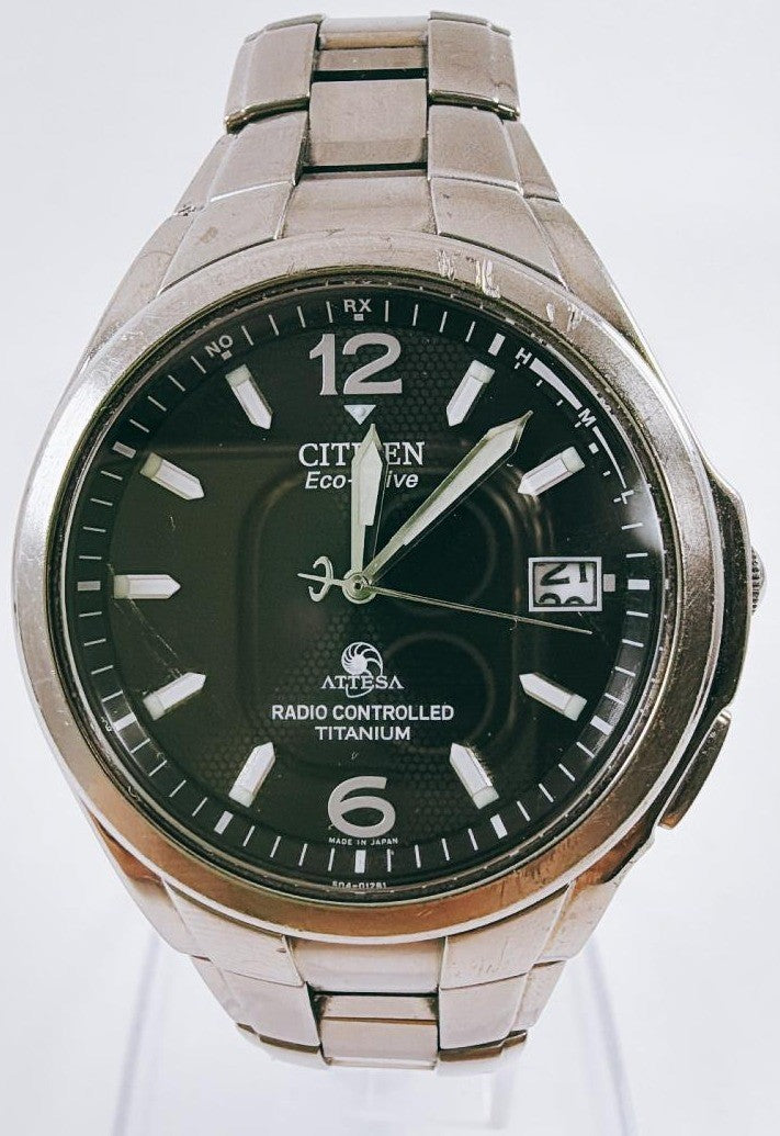 CITIZEN ATTESA ATD53-2611 Eco-Drive Radio Controlled Titanium Mens Watch 38mm