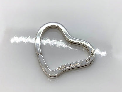 Tiffany & Co. Silver 925 Open Heart Key Ring Key Holder Key Charm Elsa Peretti