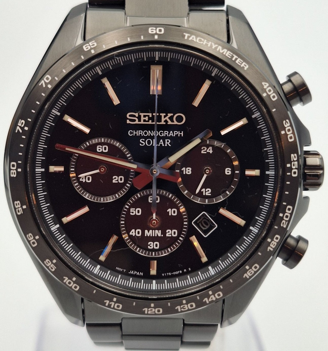 Seiko Selection Solar Chronograph SBPY169 Black Watch Tachymeter V175 Japan
