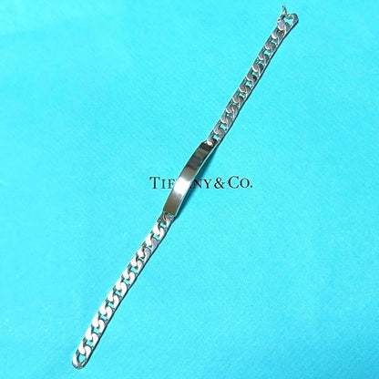 Authentic Tiffany & Co Sterling Silver 925 Curb Chain ID Bracelet L 18.6cm 7.3in