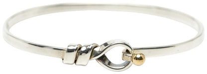 Tiffany & Co Hook & Eye Bangle Bracelet Silver 925 18K Yellow Gold Combo 16cm