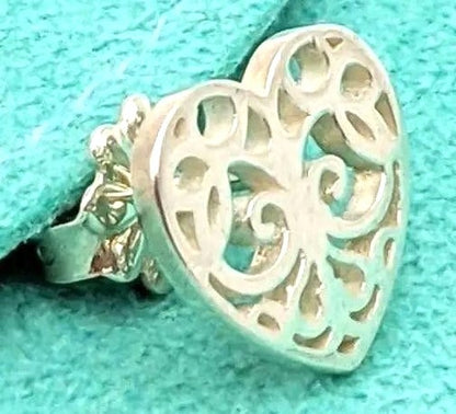 Tiffany & Co Enchant Heart Earring Single Silver 925 Filigree Stud Near Mint