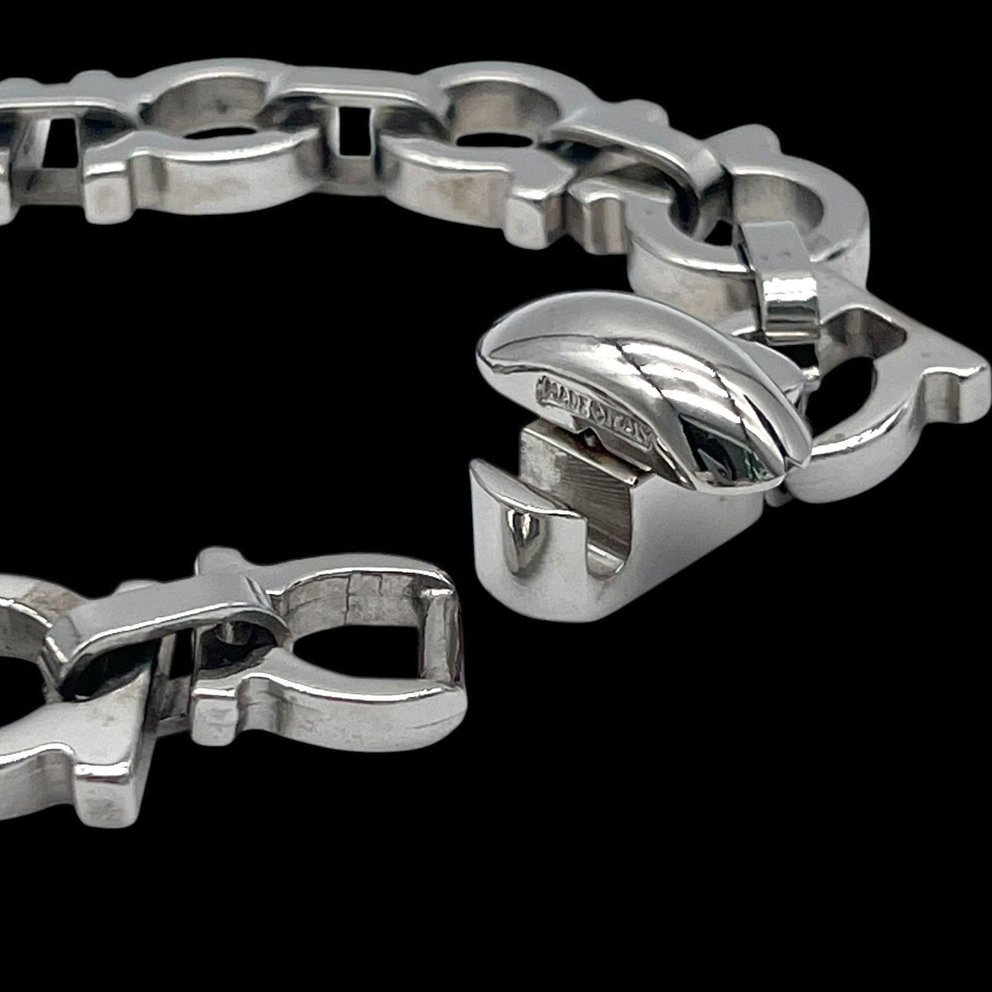 Salvatore Ferragamo Silver Tone Metal Gancini Chain Bracelet L 18.5cm 7.3in