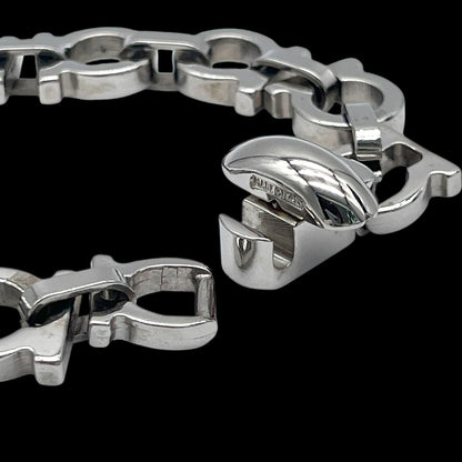 Salvatore Ferragamo Silver Tone Metal Gancini Chain Bracelet L 18.5cm 7.3in