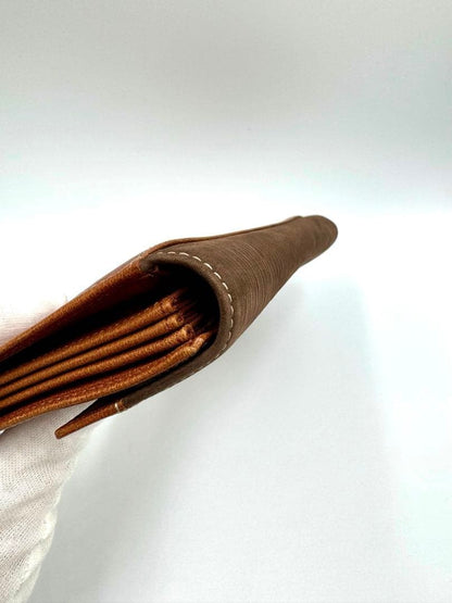Excellent LOEWE Velázquez Brown Leather Wock Flap Long Wallet Authentic