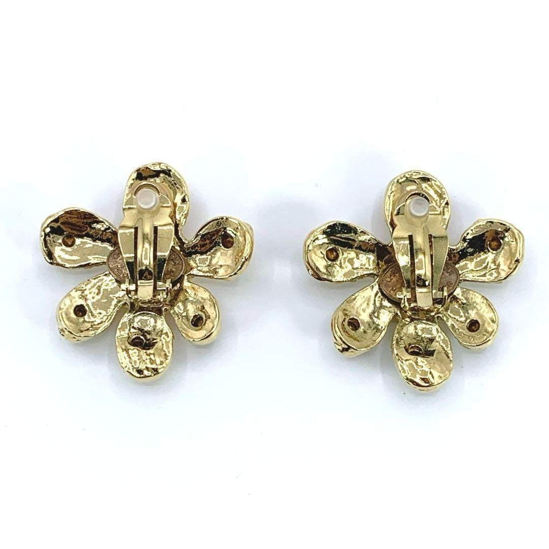 Christian Lacroix Auth Vtg Floral Stone Clip-On Earrings 4x4 cm 1.6x1.6" Used