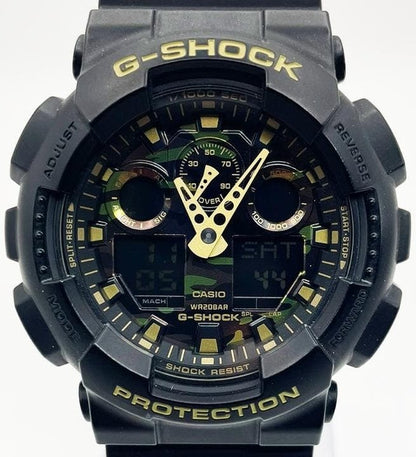 CASIO G-SHOCK GA-100CF Analog Digital Camouflage Watch Black Resin 51mm Mens