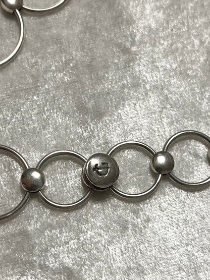 Rare Georg Jensen Sterling Silver 925 Onyx Round Chain Necklace Choker Vintage