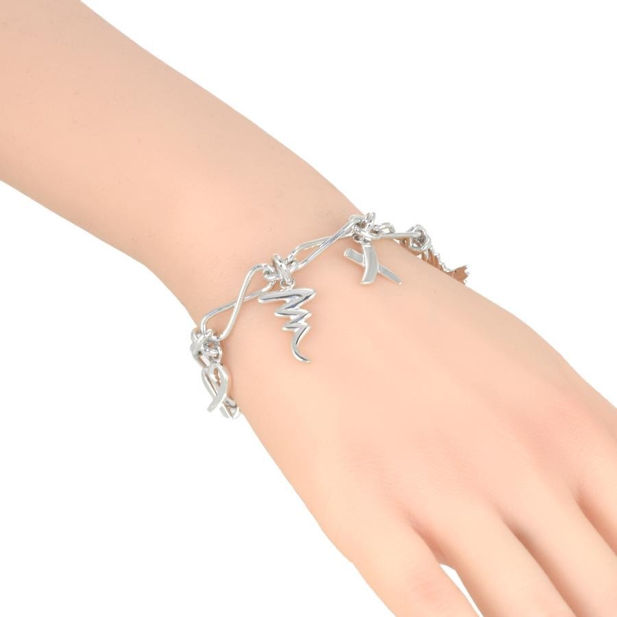 Tiffany & Co Silver 925 Paloma Picasso Loving Heart Graffiti 4 Charm Bracelet