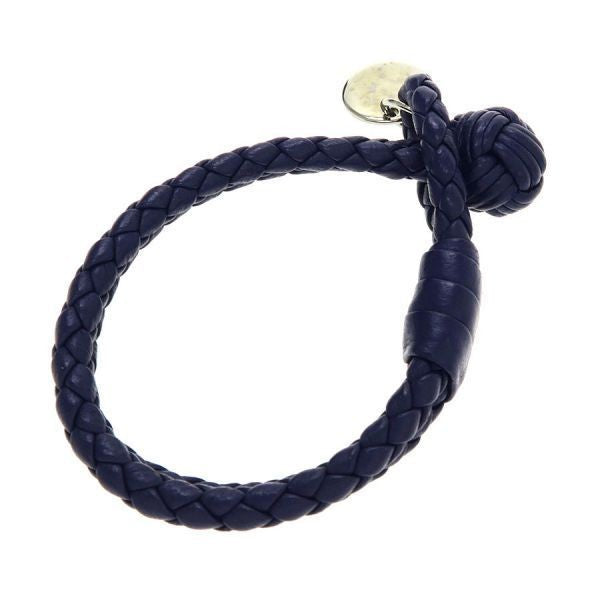 Bottega Veneta Auth Intrecciato Purple Leather Woven Bracelet 14 cm 5.5" Used