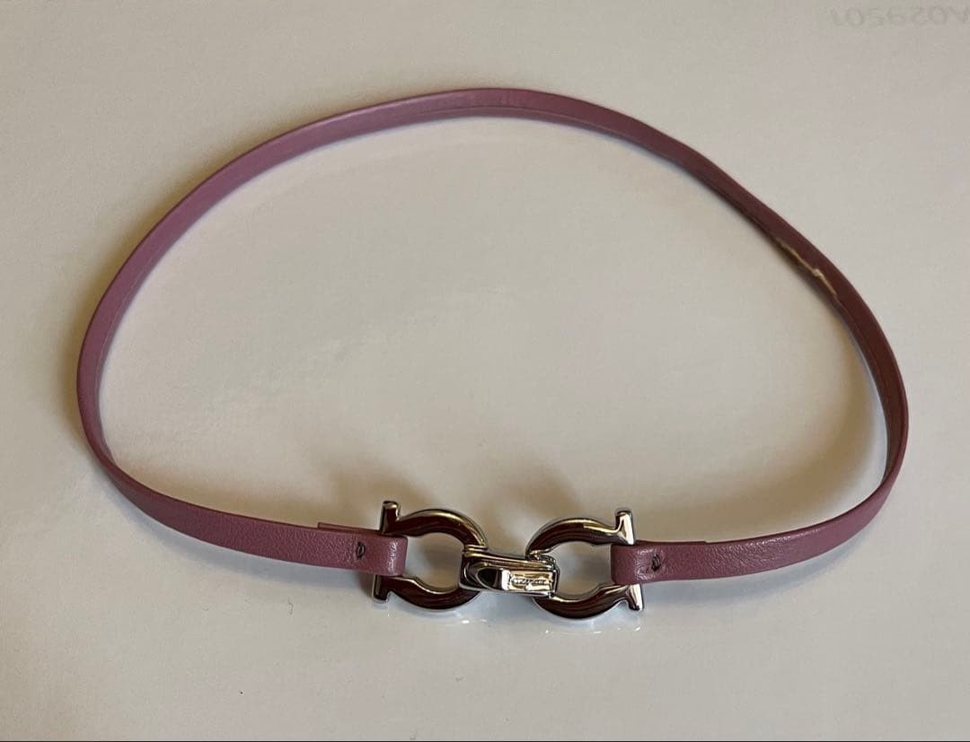 Salvatore Ferragamo Pink Leather Silver Tone Double Wrap Gancini Bracelet Choker