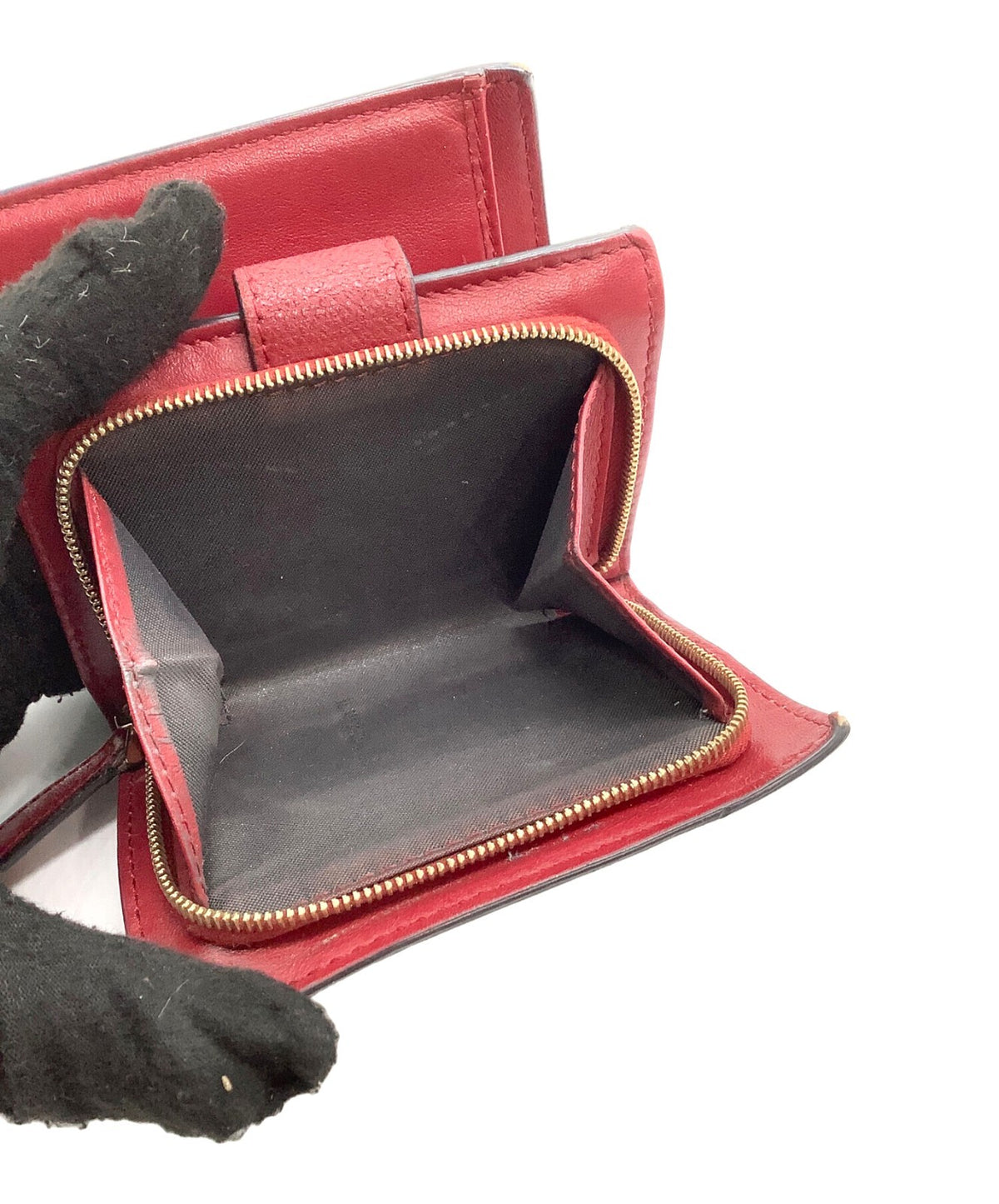FENDI F is Fendi Zucca Bifold Wallet Brown Red Embossed Leather Gold Hardware