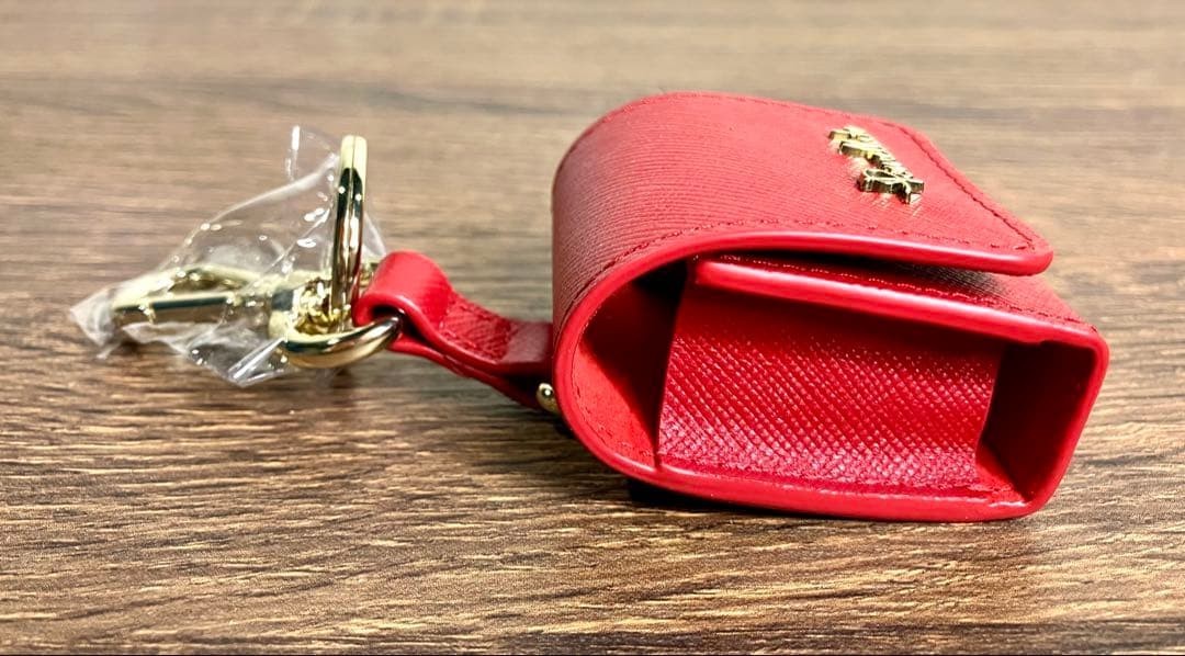 Pomellato Red Leather Keychain AirPods Case Holder