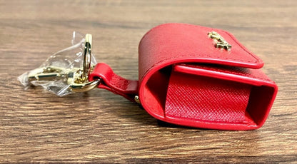 Pomellato Red Leather Keychain AirPods Case Holder