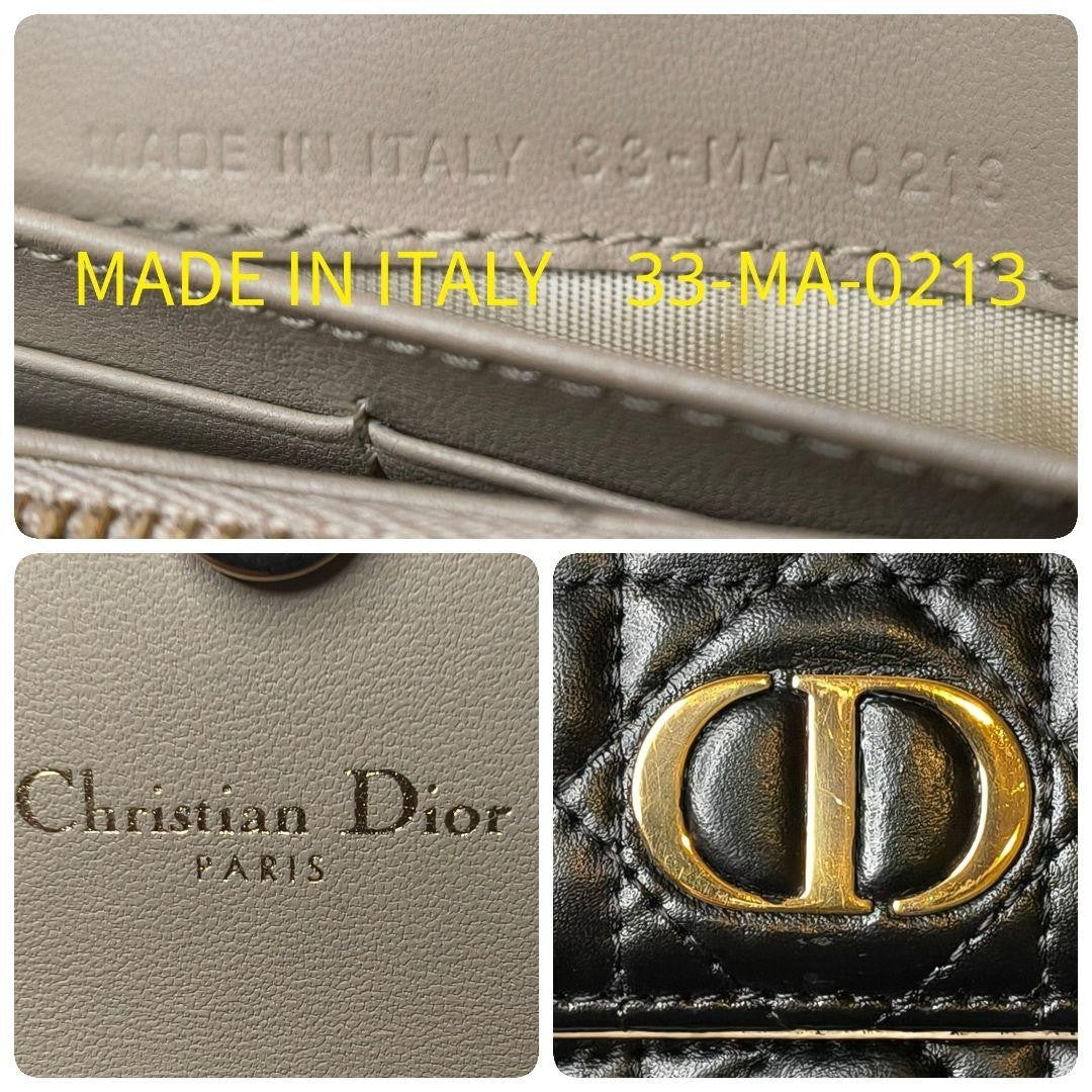 Authentic Christian Dior Canage Dior Caro Orchid Long Wallet Black Leather