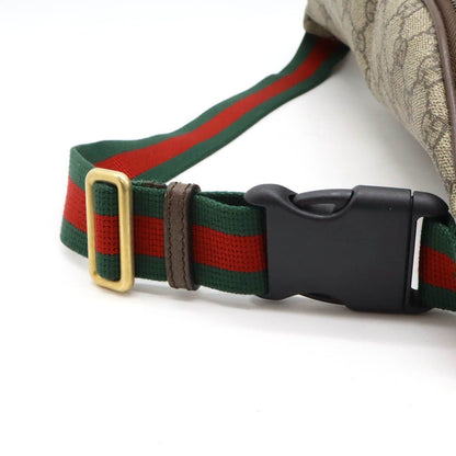 Gucci Auth GG Supreme Courier Belt Bag Khaki Beige Multicolor Applique Used