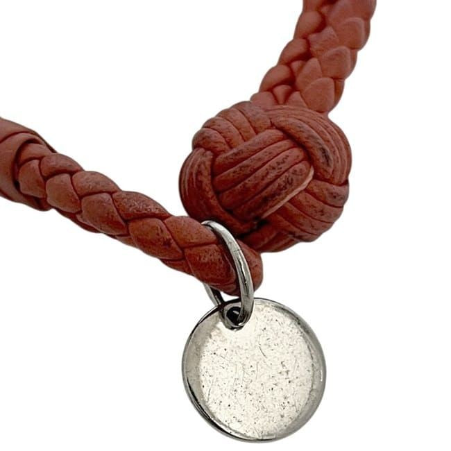 Bottega Veneta Authentic Intrecciato Red Leather Bracelet 15.5 cm 6.1" Silver