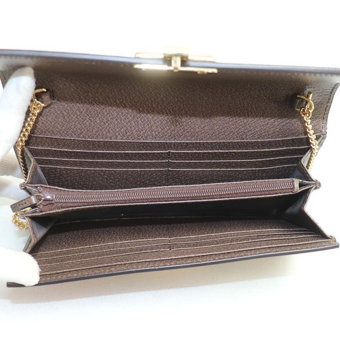 Gucci Auth 453506 GG Supreme Chain Wallet Bengal Tiger Cherry Blossom 19x10x3cm