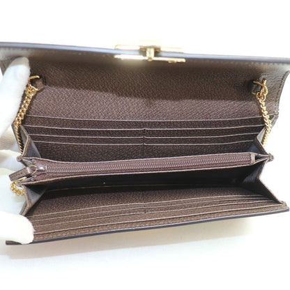 Gucci Auth 453506 GG Supreme Chain Wallet Bengal Tiger Cherry Blossom 19x10x3cm